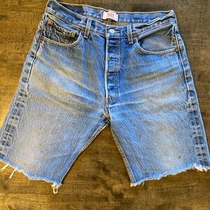 Levi's Blue Jean Shorts High-Waisted Distressed